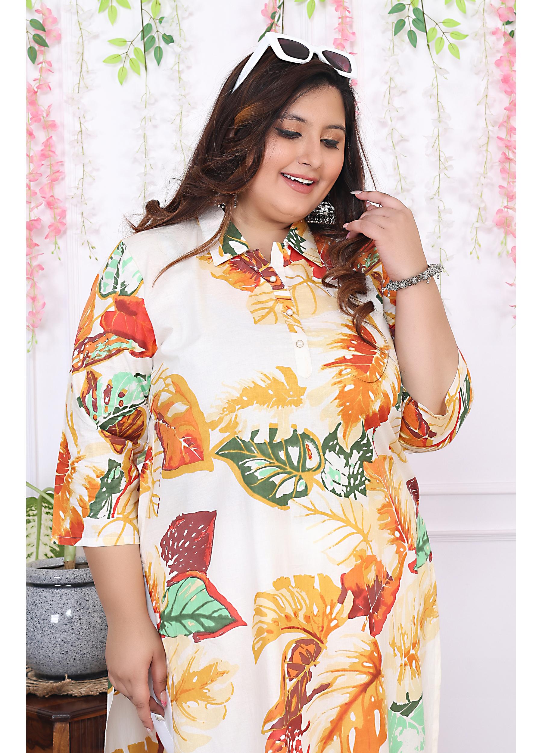 Women Printed Cotton Straight Kurta (B15-Multicolor)