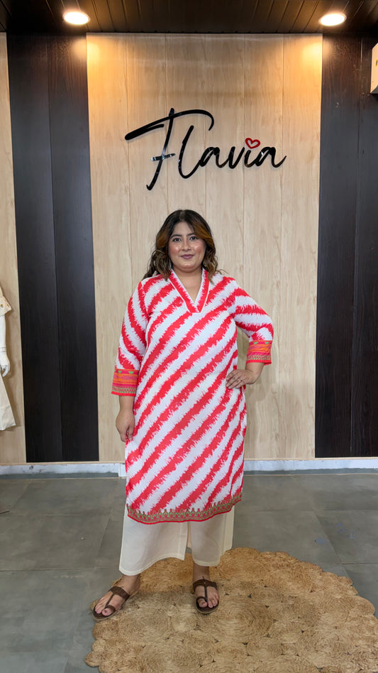 Leheriya-Print A-Line Kurta