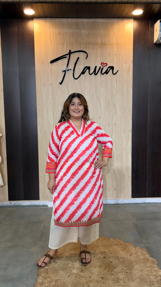 Leheriya-Print A-Line Kurta