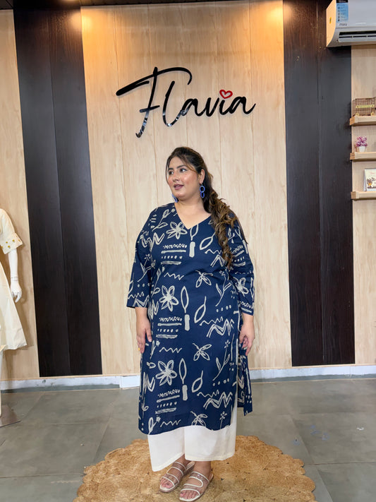 Midnight Doodle – Indigo Cotton Kurta