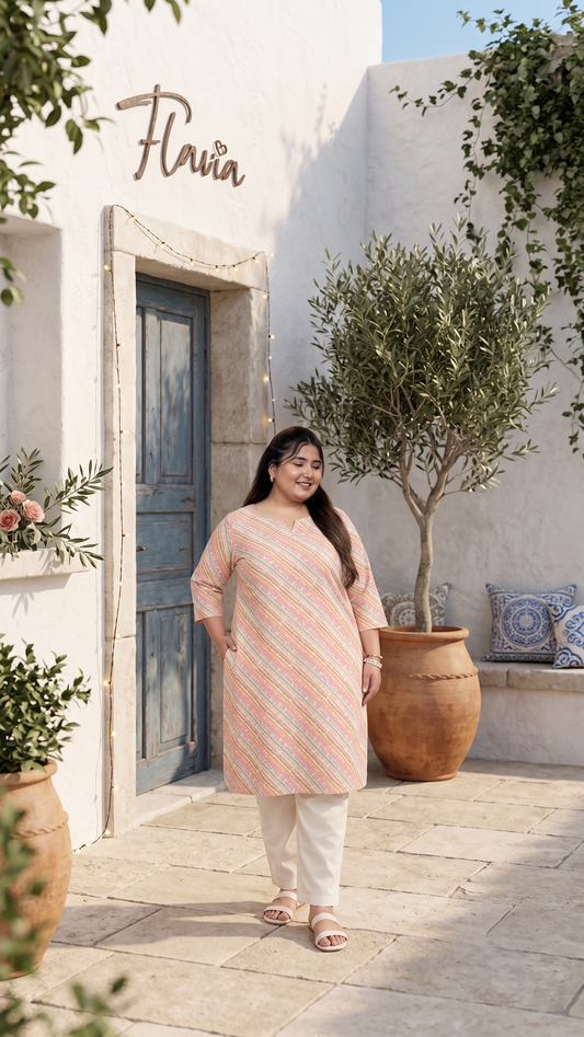 Radhika Rainbow Stripe Kurti