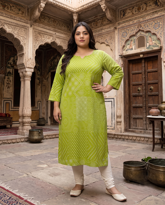Meera Bandhani Green Kurti