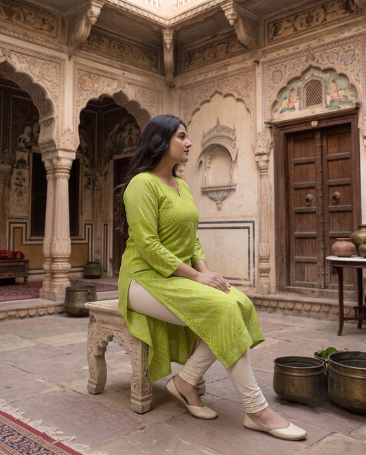 Meera Bandhani Green Kurti