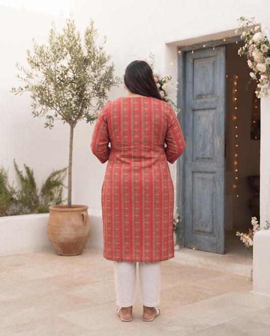 Kiran Coral Stripe Kurti
