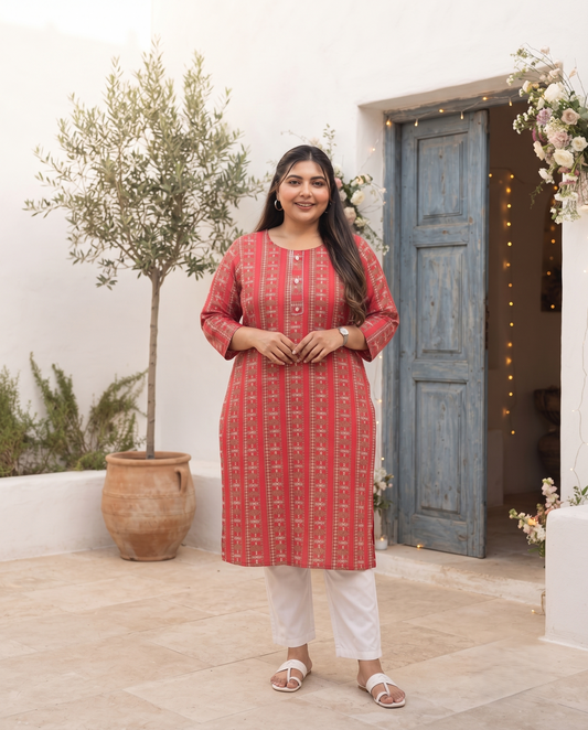 Kiran Coral Stripe Kurti