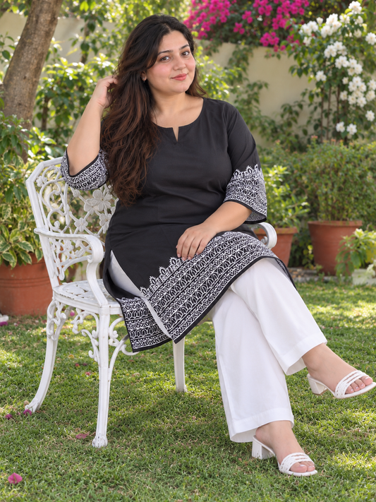 Black & White Celebration Kurta