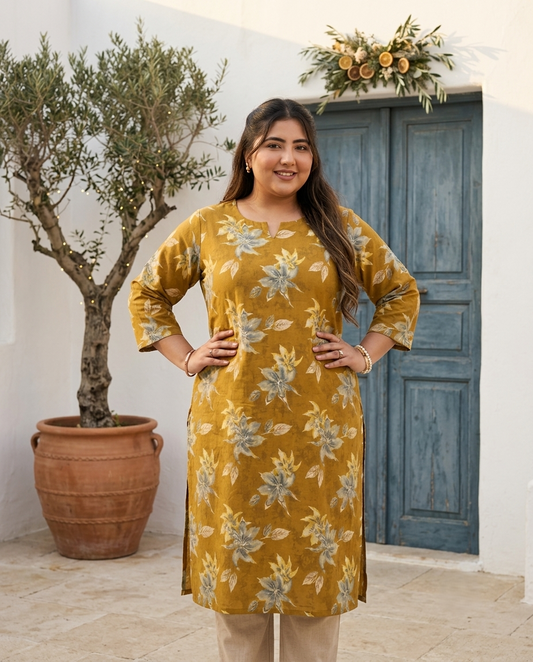 Haldi Floral Kurti