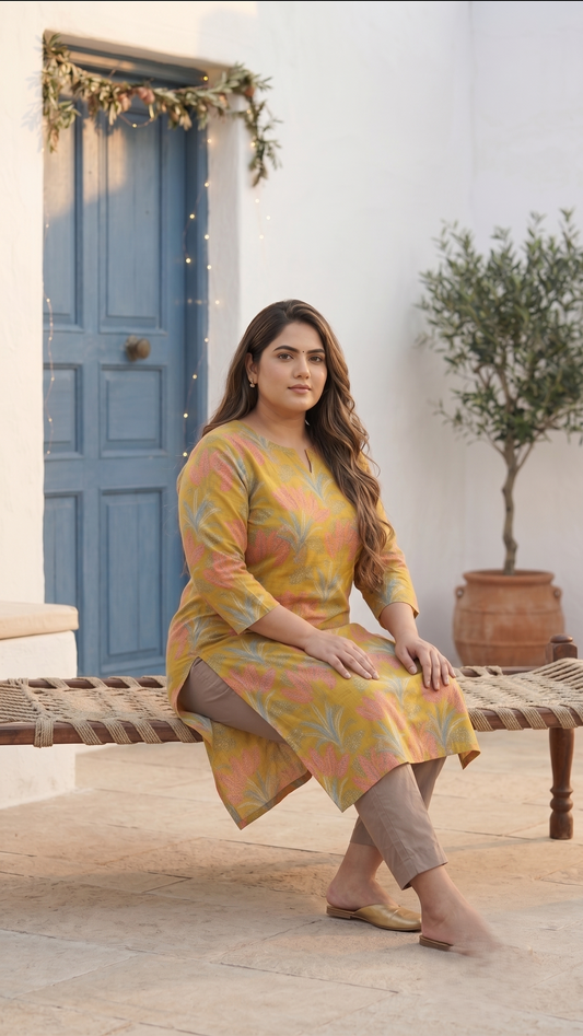 Basanti Floral Kurti