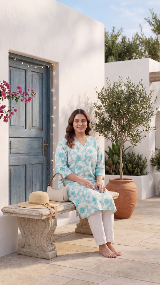 Firoza Floral Kurti