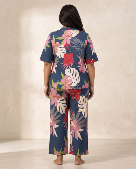 Navy Tropical Floral Cotton Co-ord Set