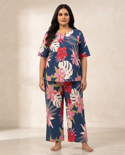 Navy Tropical Floral Cotton Co-ord Set