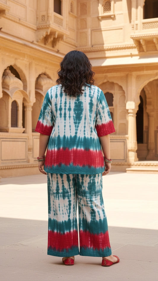 Plus Size Multicolor Cotton Co-ord Set – Comfortable Everyday Wear for Women