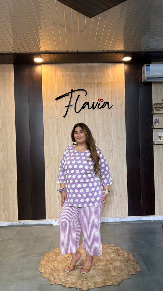 Lavender Polka Dot Cotton Co-Ord Set