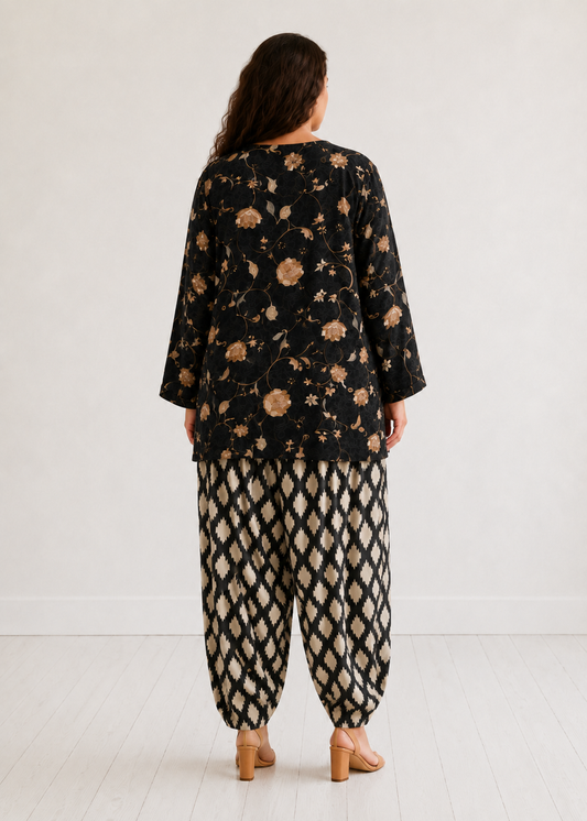 Black Gold Floral Farshi Salwar Co-ord Set