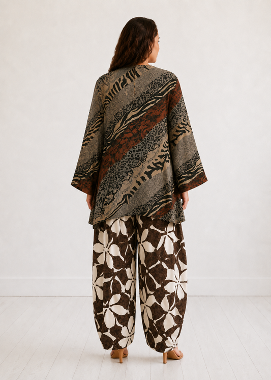 Olive Animal Mix Print Farshi Salwar Co-ord Set