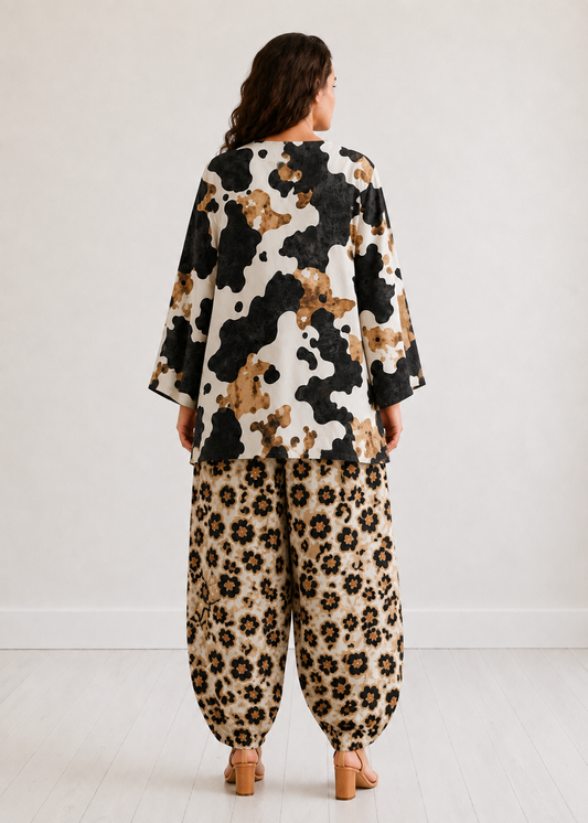 Black Tan Abstract Farshi Salwar Co-ord Set