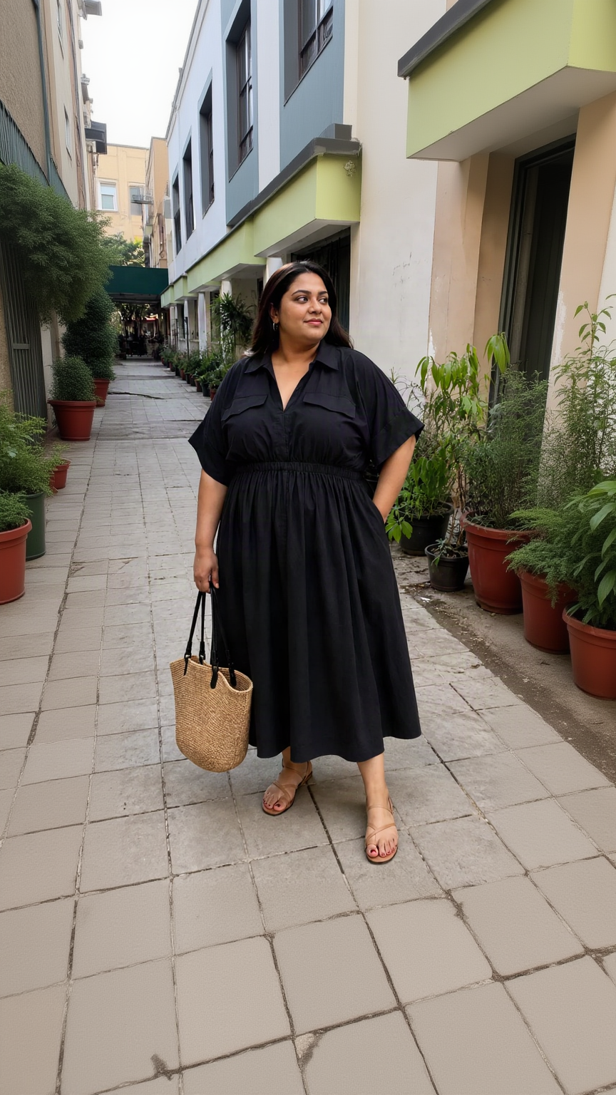 Black Shirt Dress - Plus Size by Flavia