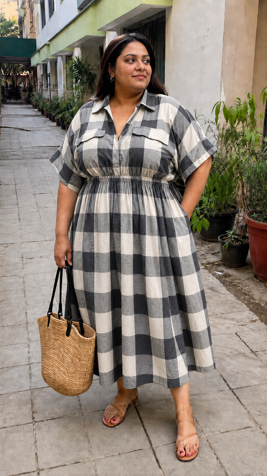 Grey Buffalo Check Shirt Dress