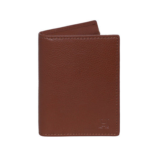 HIROSHI Genuine Leather Men Alex Collection Bi Fold Wallet with Card Slots -Tan