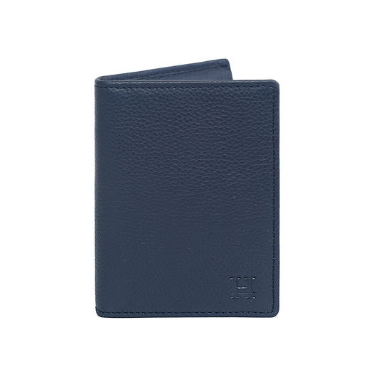 HIROSHI Genuine Leather Men Alex Collection Bi Fold Wallet with Card Slots -Navy