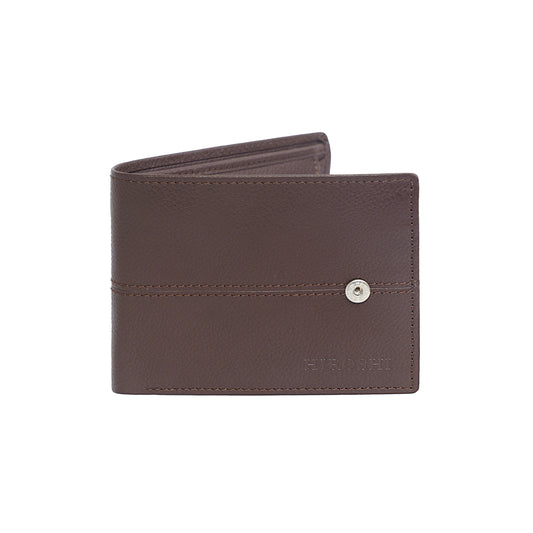 HIROSHI Genuine Leather Ivaan Collection Brown Bi Fold Wallet -Brown