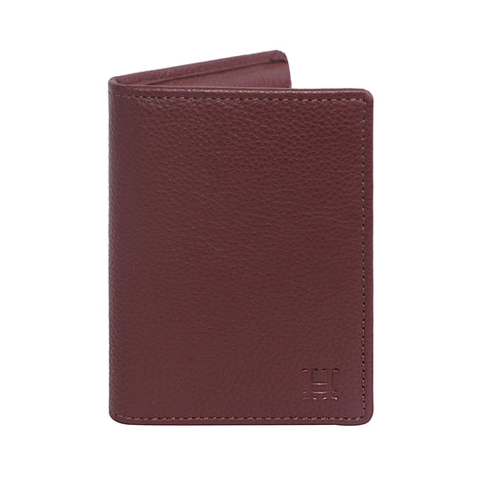 HIROSHI Genuine Leather Men Alex Collection Bi Fold Wallet with Card Slots -Wine