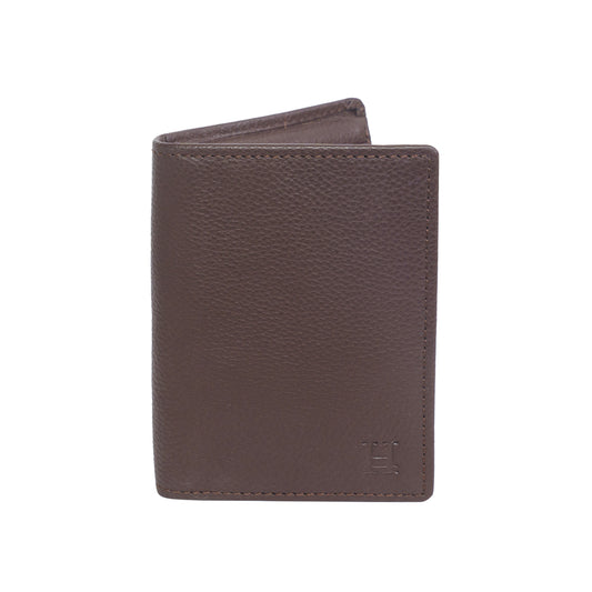HIROSHI Genuine Leather Men Alex Collection Bi Fold Wallet with Card Slots -Brown