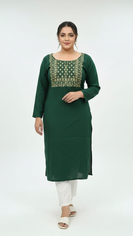 Bohemian Abstract Swirl Royon Zari Embroidery Kurti