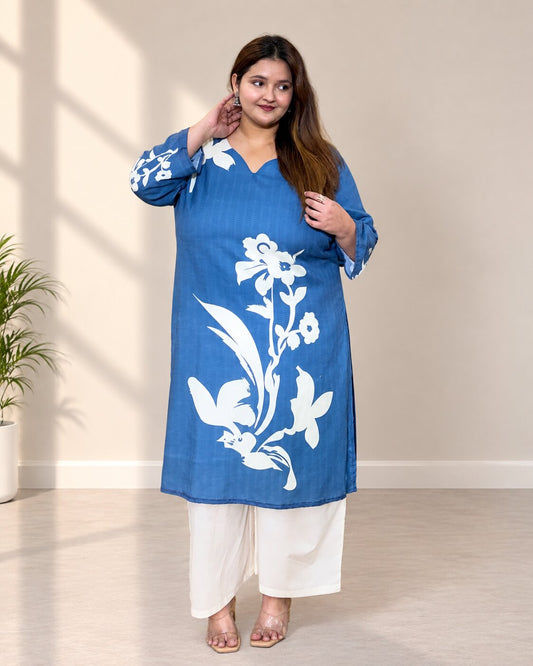 Azure Bloom Printed Kurta