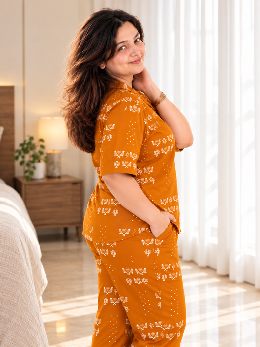 Saffron Bloom Cotton Co-ord Set – Soft Ethnic Everyday Luxe